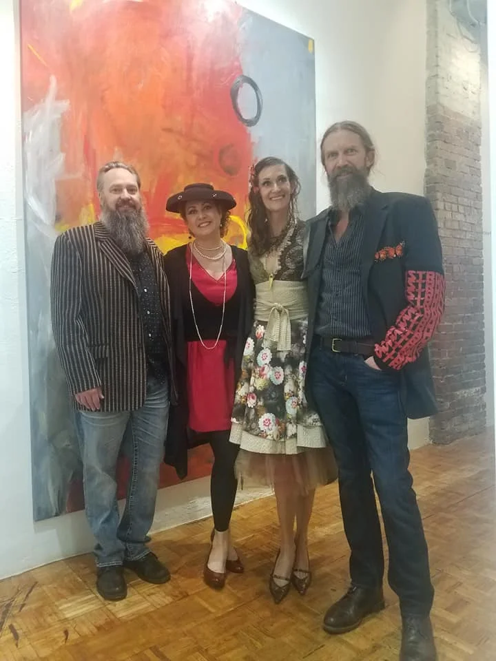 foolproof contemporary art_Julie Lizak and Robert Platz in front of Jennifer Hope Painting - Copy.jpg