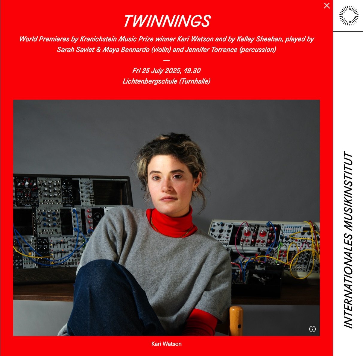 So excited to be returning to @imd_darmstadt next week to share two new pieces, twinning, for violin duo and dmx lights, written for @mayabennardo and @ssaviet, and For Jen Torrence for solo percussionist and multimedia, written for @jetorrence with