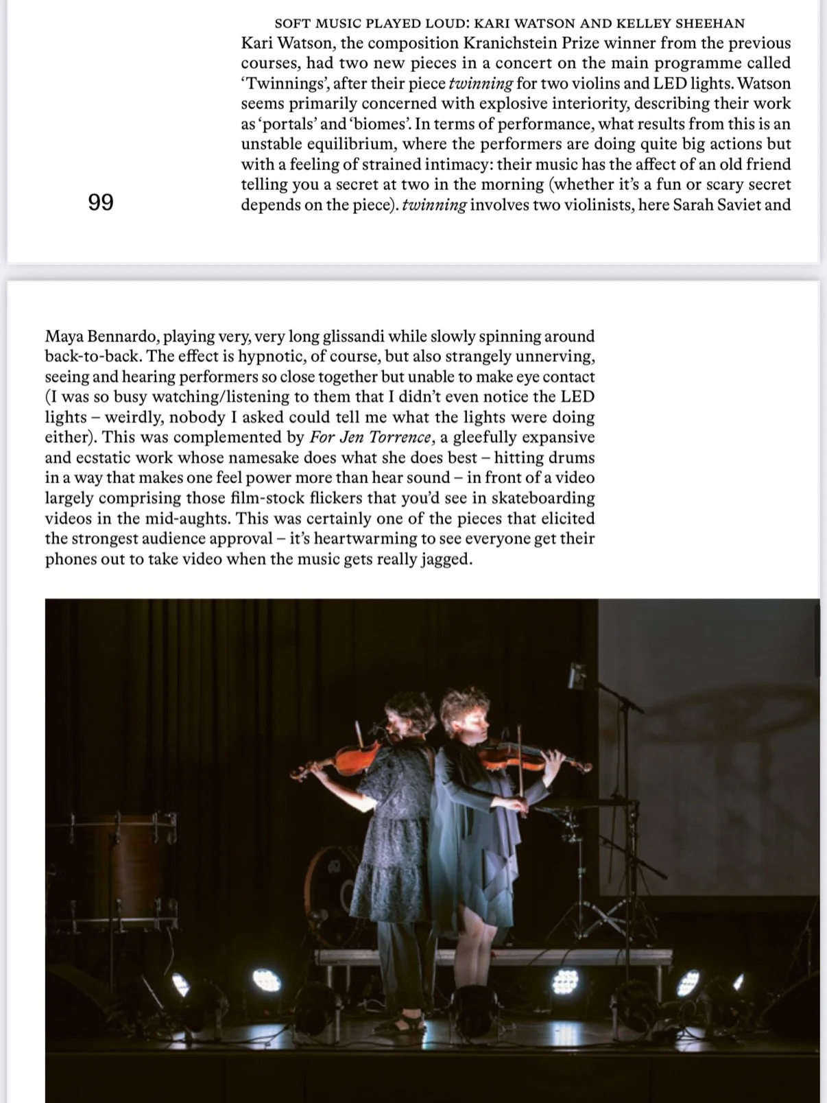 Thank you @dorfmusik for this thoughtful review in the recent @temponewmusic of the twinning concert this past July at the @imd_darmstadt, featuring music by @kllyshhn and I for @jetorrence, and a violin duo I wrote for @mayabennardo and @ssaviet ⭐️