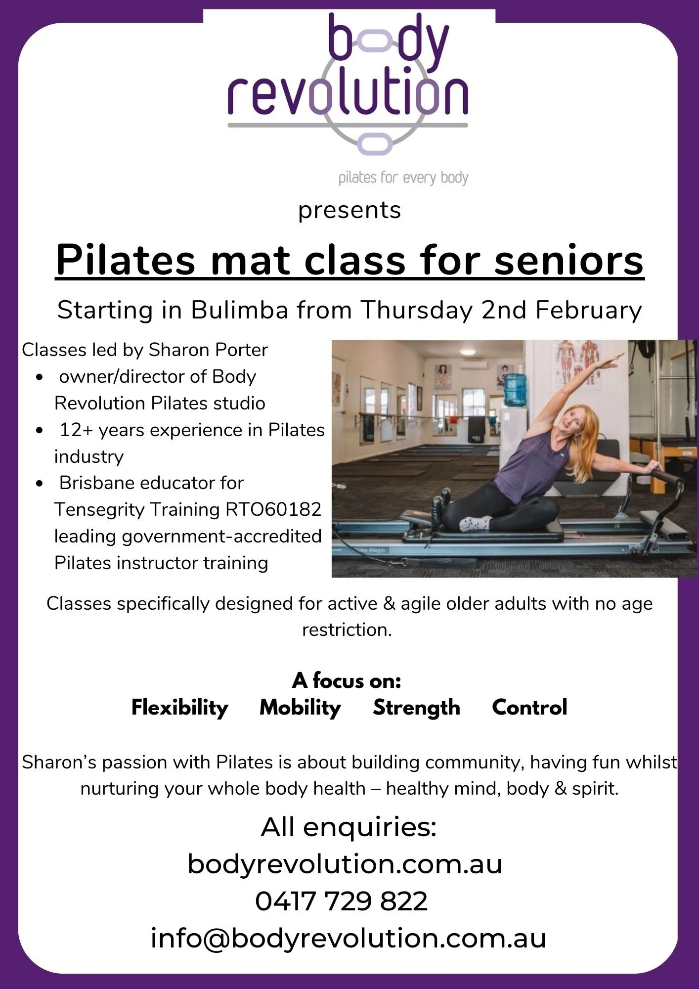 Pilates mat class for seniors in Bulimba