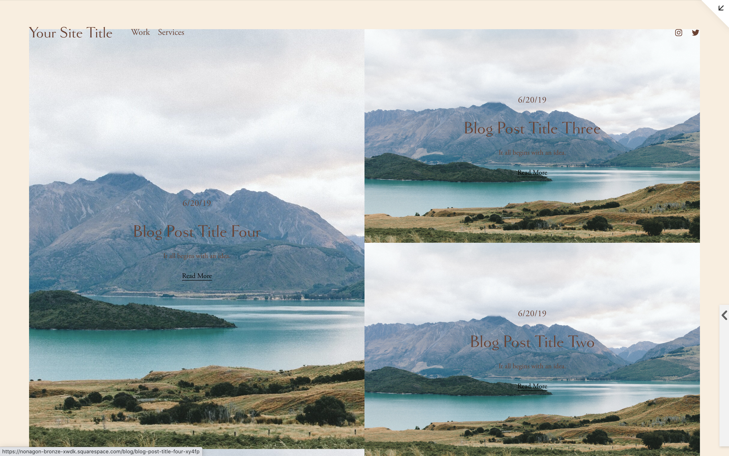 Blog Masonry with Text Overlay