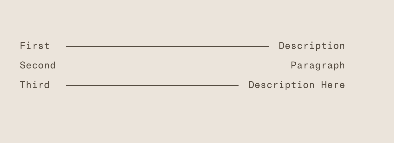 Lined List with Connecting Horizontal Rules