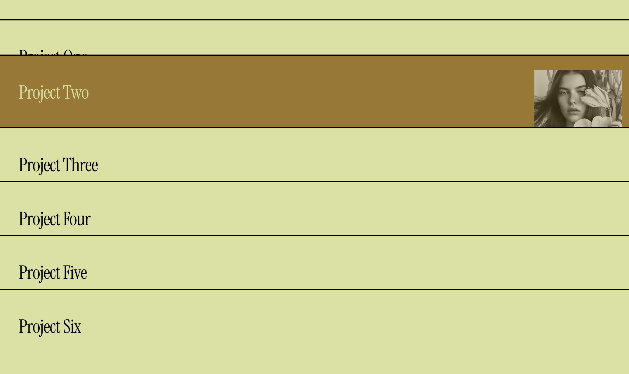 Portfolio List with Hover Images