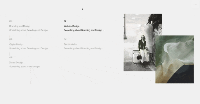 Multi-Image Reveal on Text List Hover