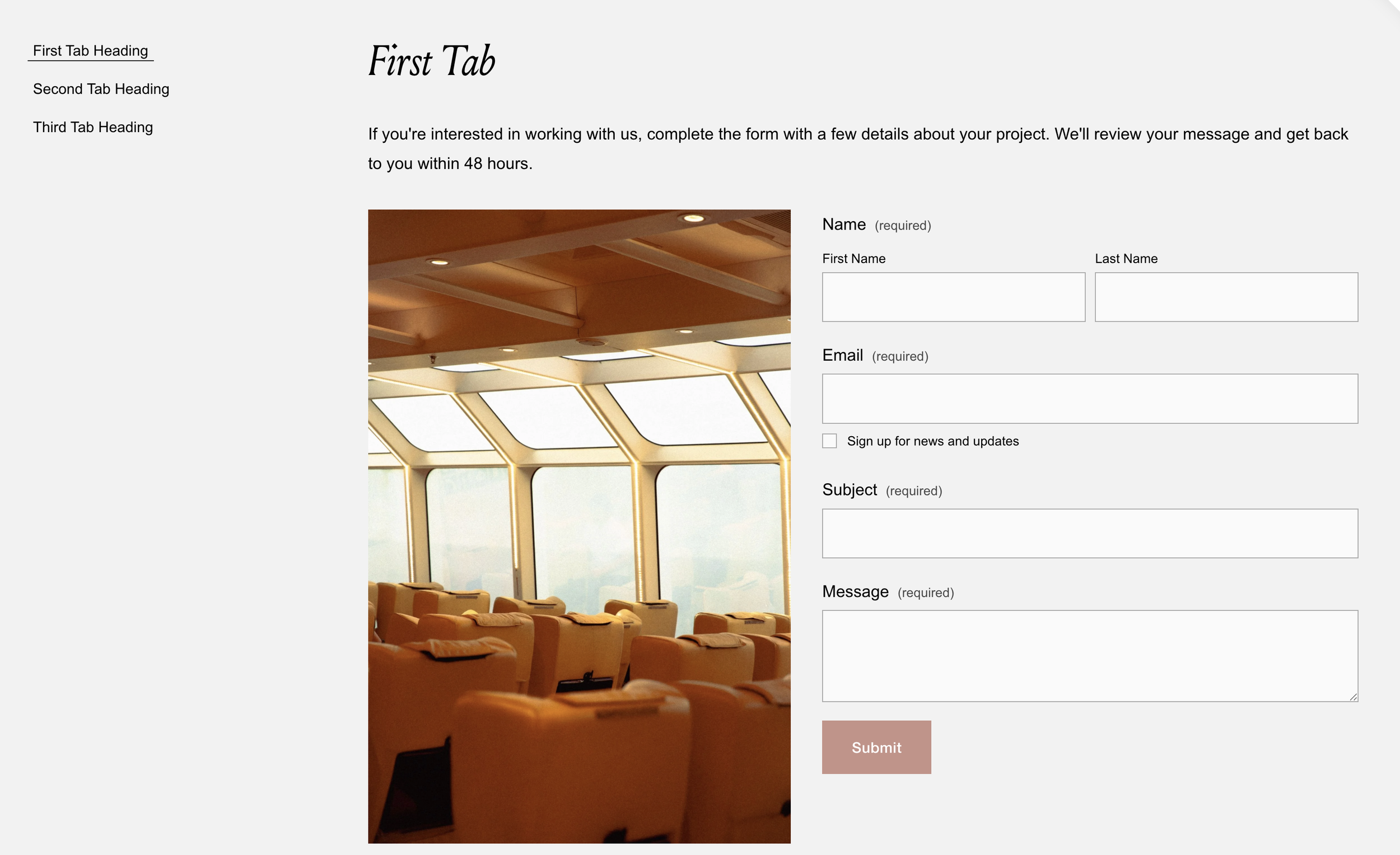 Click Tab Graphics Accessible Tabbed Content Section — Squarestylist