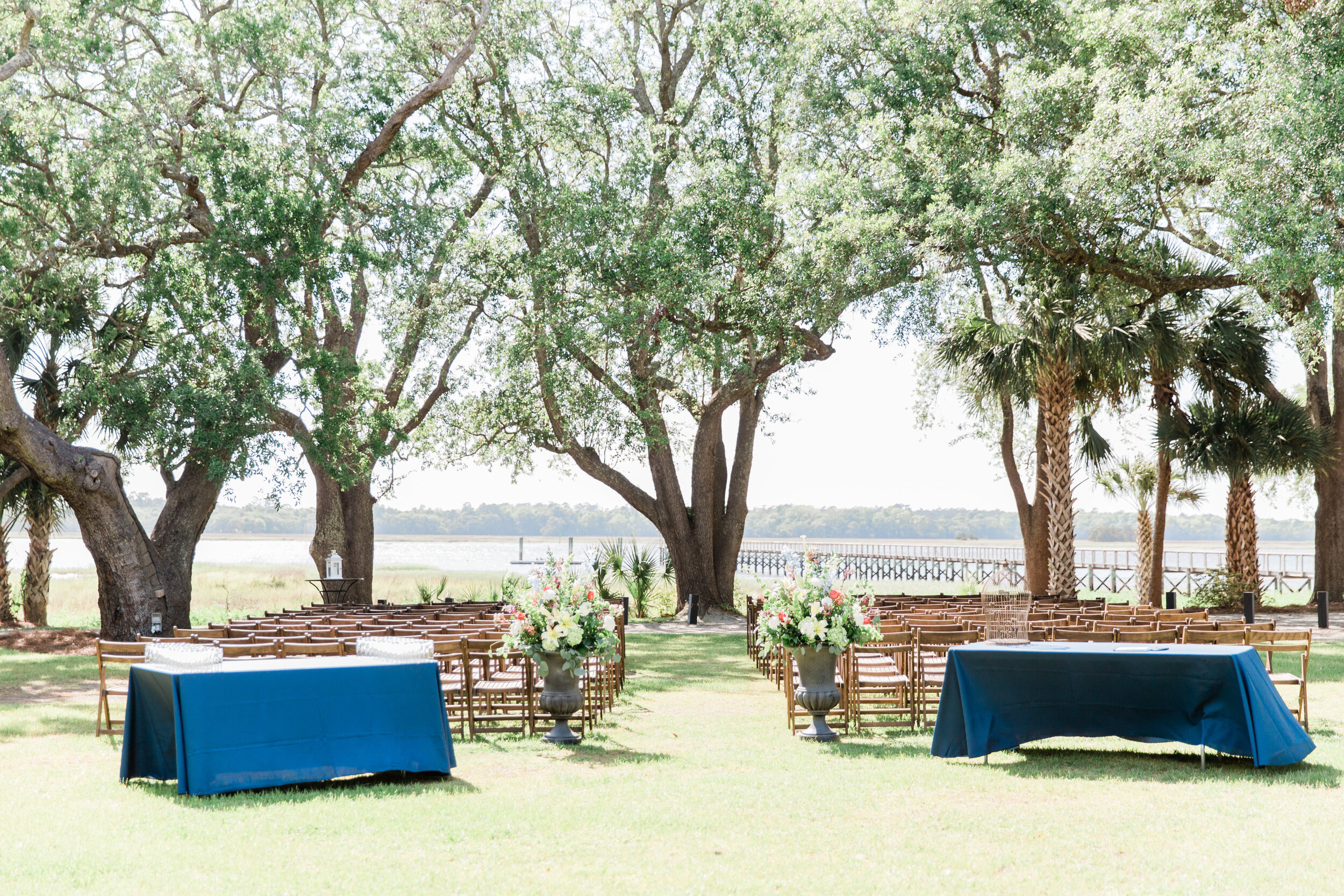 Lowdnes Grove Aisle - Ceremony Setup facing dock - Rachel & Tyler Ford - Ava Moore Photography - Charleston Wedding Studio.jpg