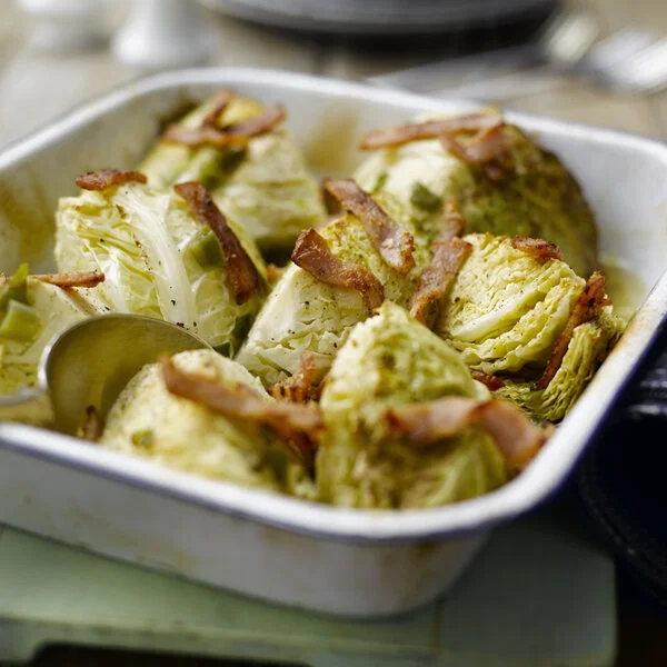 Braised savoy Cabbage w/ bacon