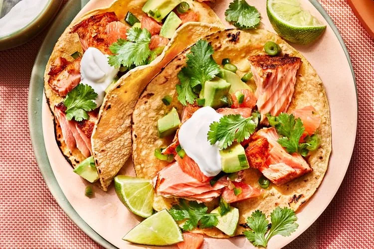 Salmon Tacos with Grapefruit Salsa