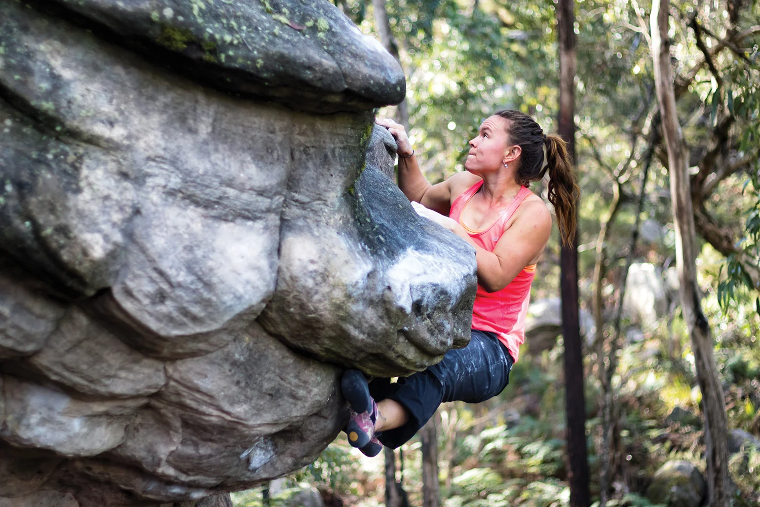 Zoe Redmond on the beautiful stone of the Bleachers. Ross Taylor