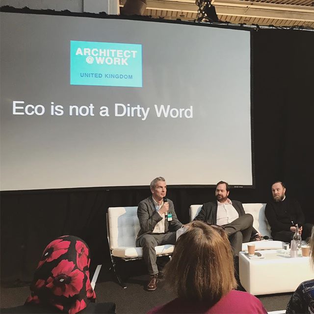 Very interesting discussion and insight from Jerry Tate, Meredith Davey and Paulo Vimercati on working with clients to deliver &ldquo;eco&rdquo; projects in the #ecoisnotadirtyword seminar yesterday. #Sustainable design shouldn&rsquo;t mean unnecessa