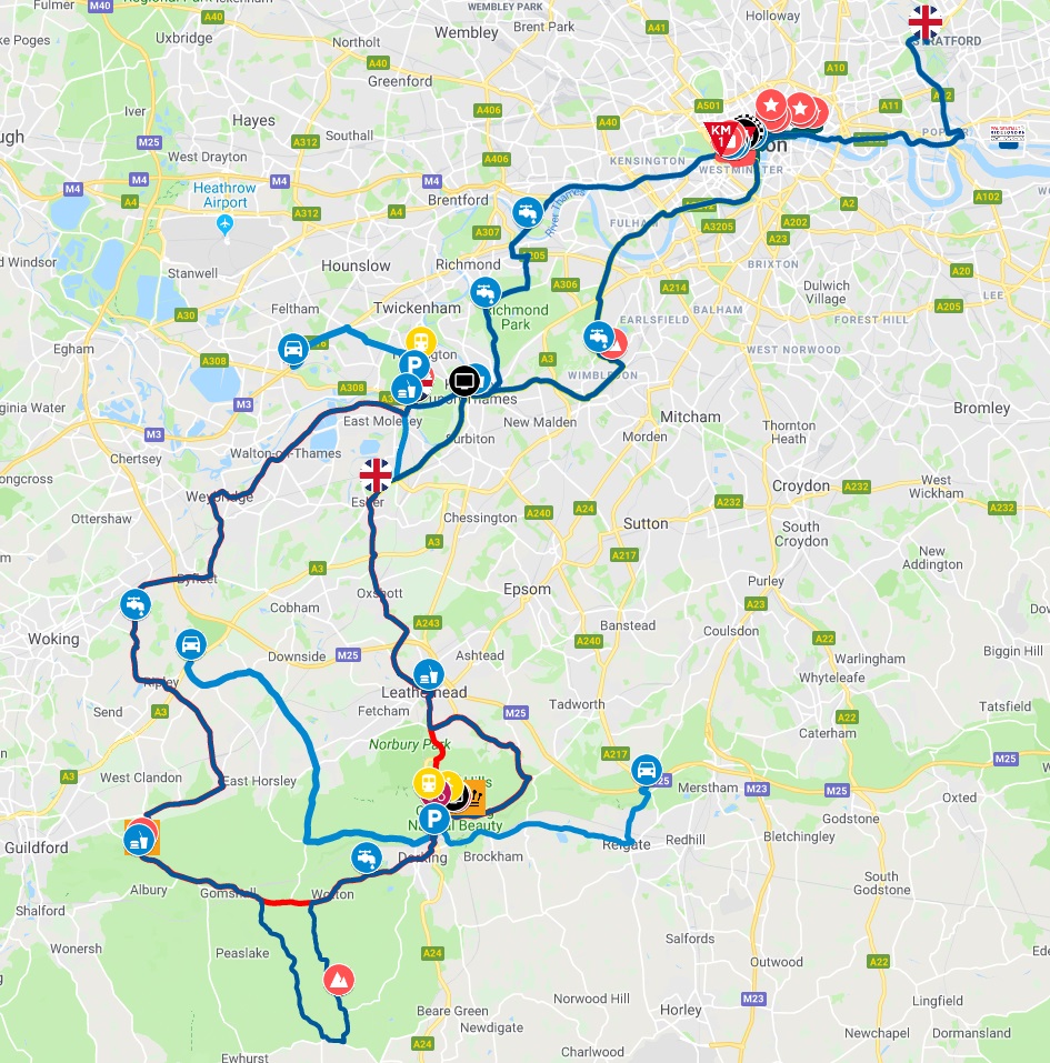 The route for the 100 mile bike ride!