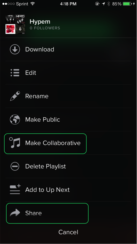 Two confusing options to add a friends to a playlist