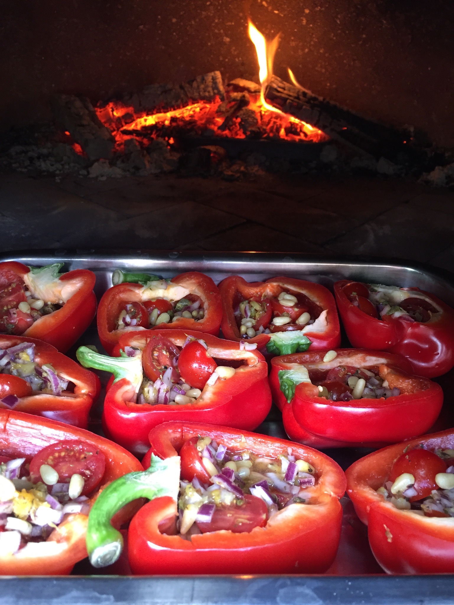 Roasted peppers from our wood burning oven
