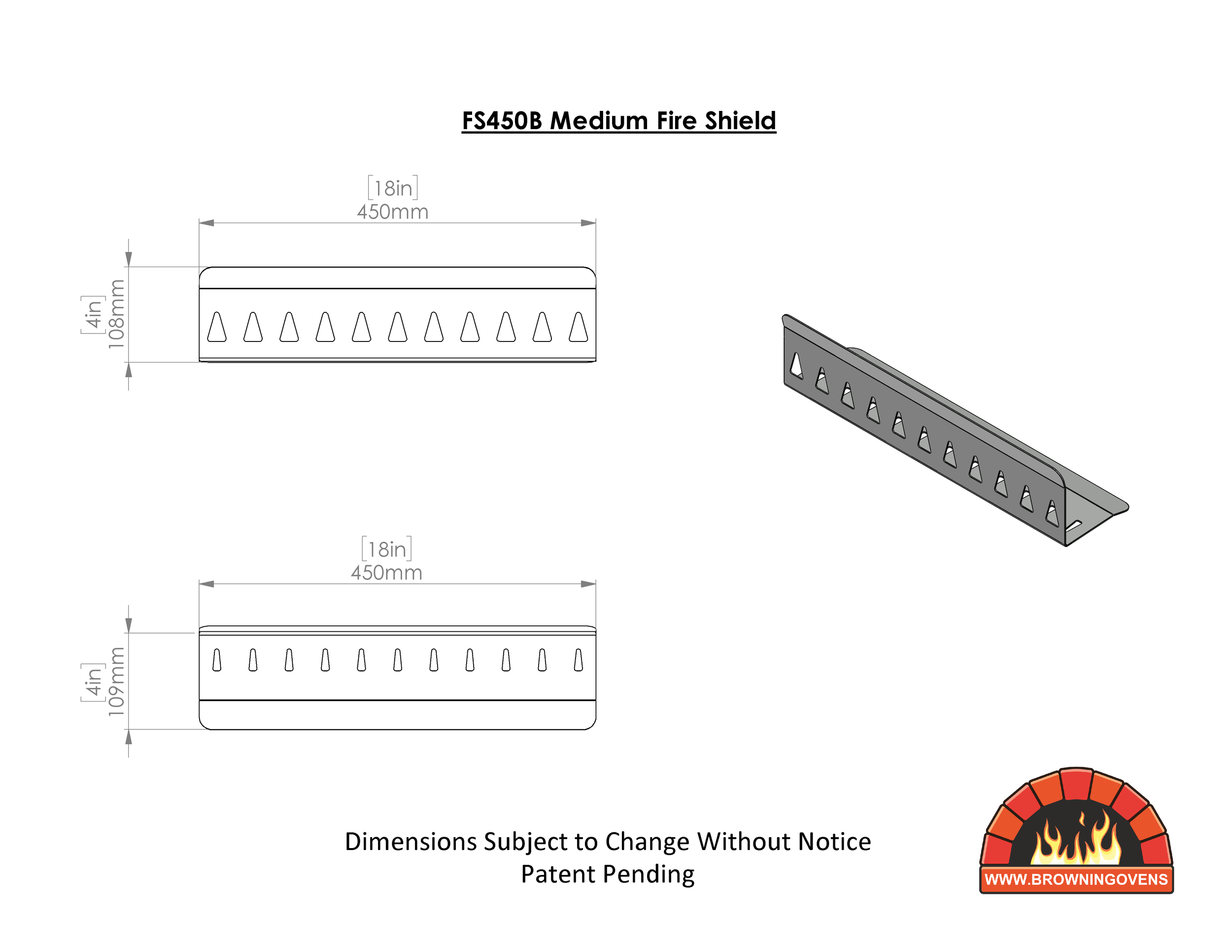 Flame Tamer, pizza edge protection the Medium size pizza oven fire shield is Controlling the heat in a pizza oven the Fire Heat Shield with 2 way heat setting feature.
