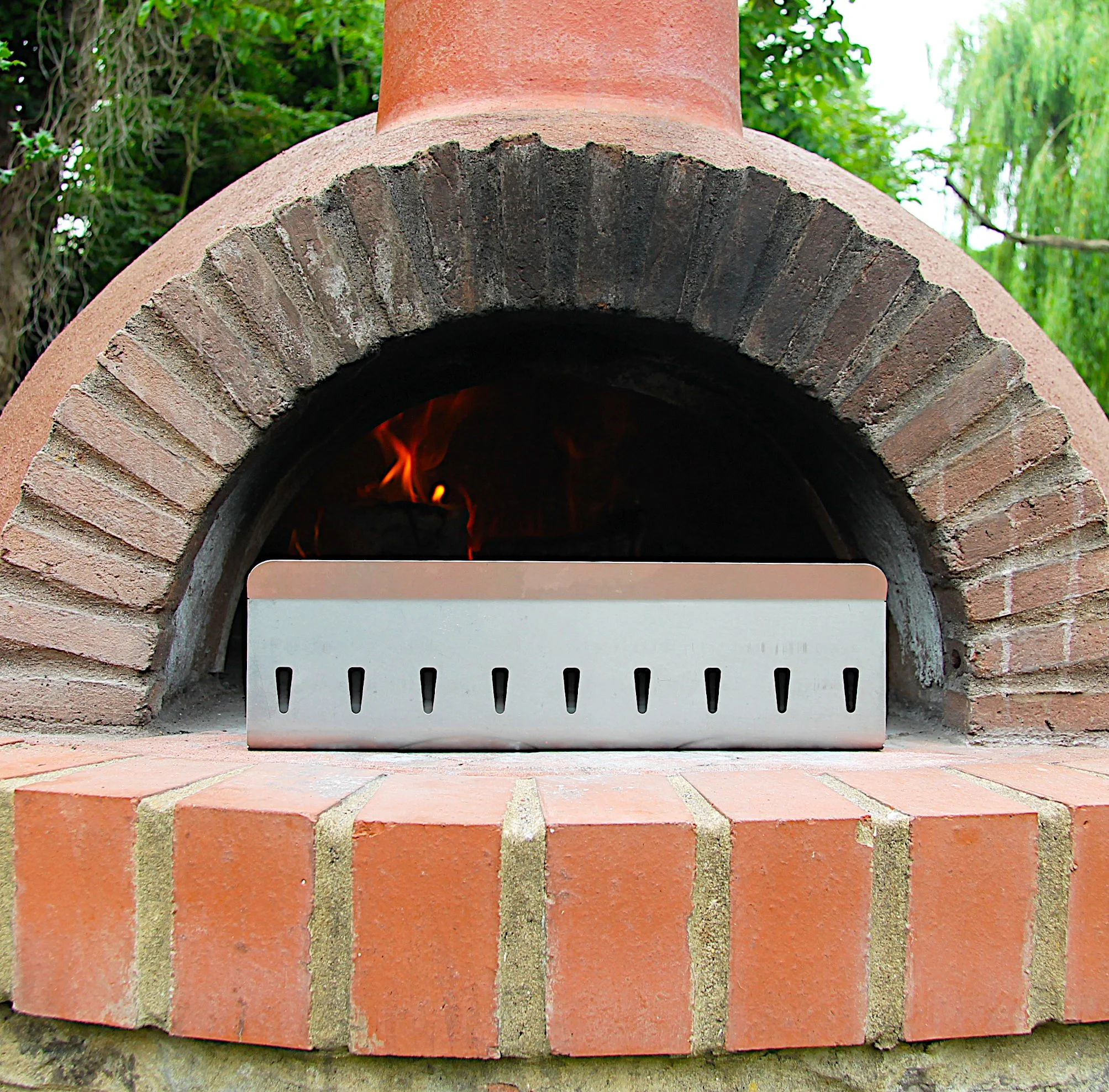 Browning Ovens Fire Shield, cooking in a Pizza oven Pizza Oven Fire Heat Shield with 2 way heat setting feature. Pizza Oven Heat shield 2 size available, Great flame tamer or pizza edge protector.