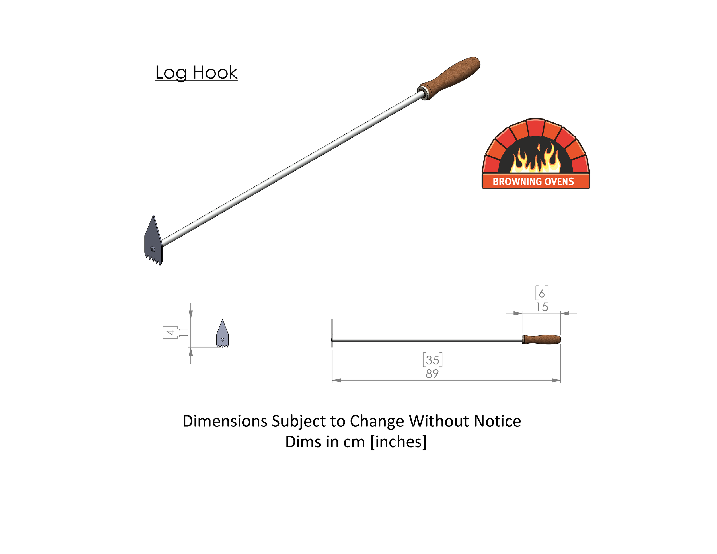 Log Hook dimensions made in the Uk