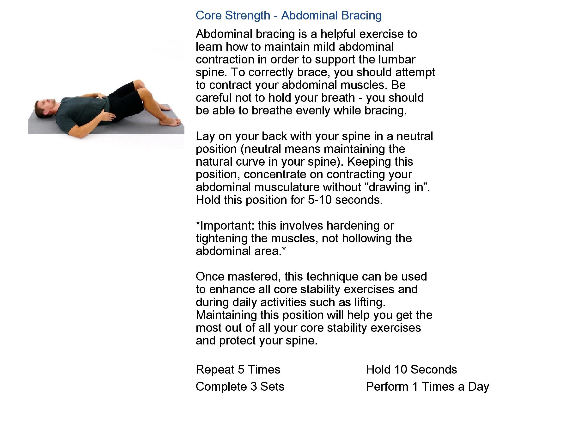 Strengthen Your Core So Your Back's Not Sore - Abdominal Bracing