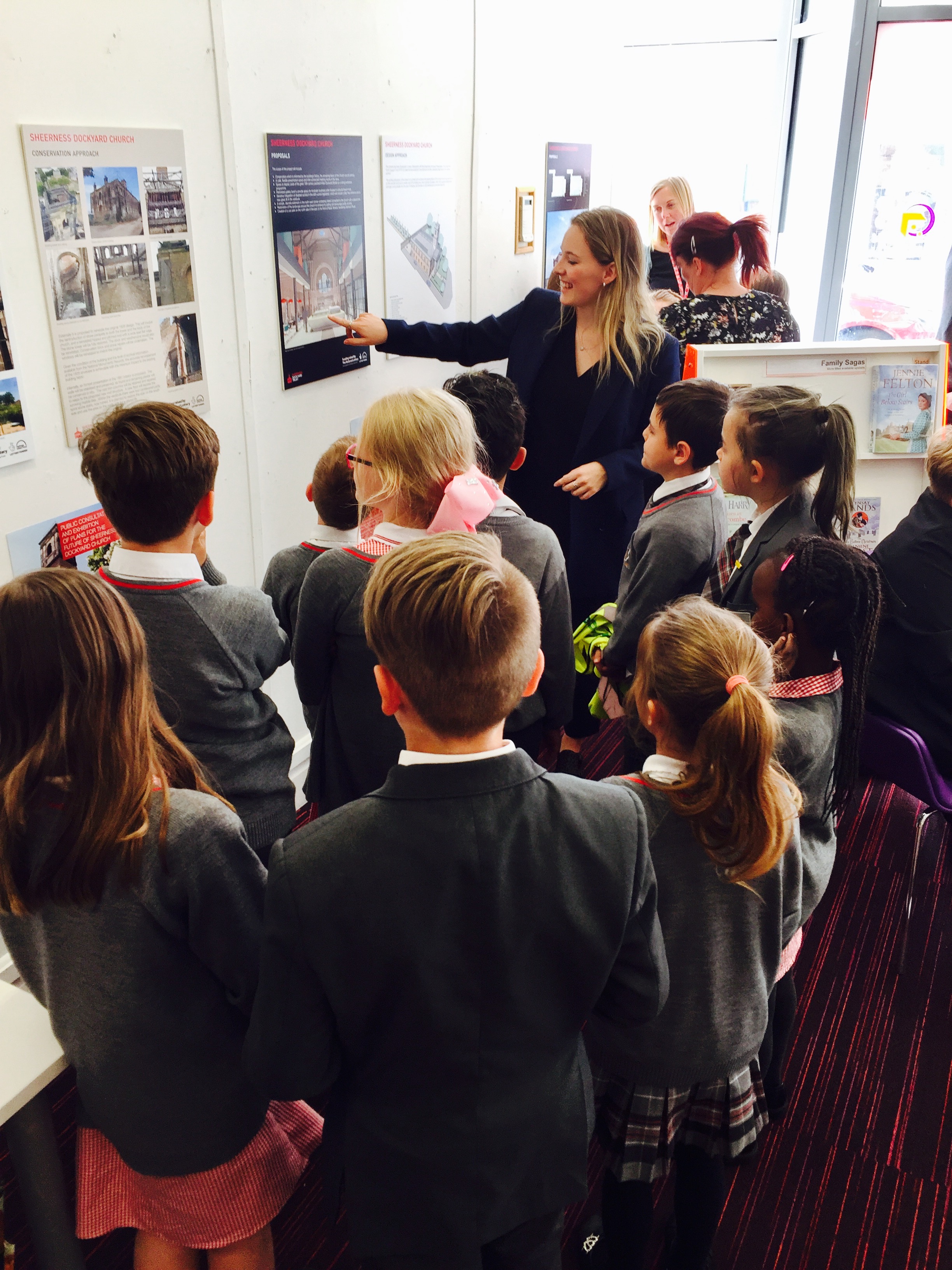Primary school pupils are shown the designs