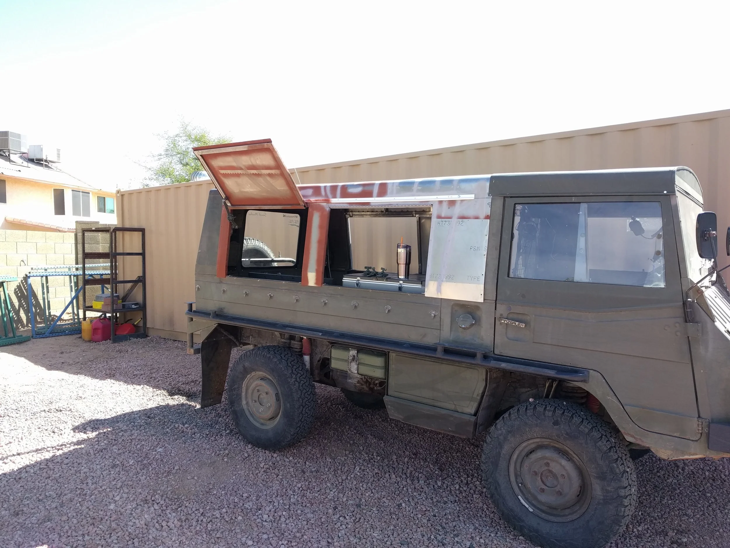 Aft hardtop build in process with 4 doors 