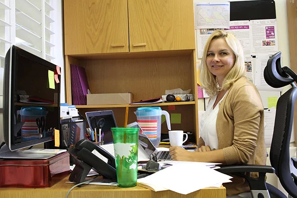 Maria Owen at Desk