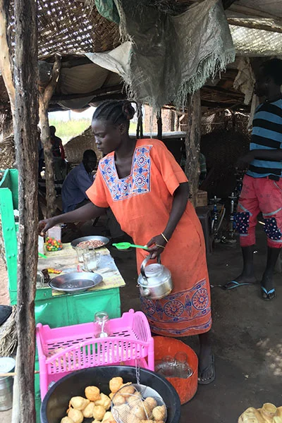 Inside a village tea shop in South Sudan.