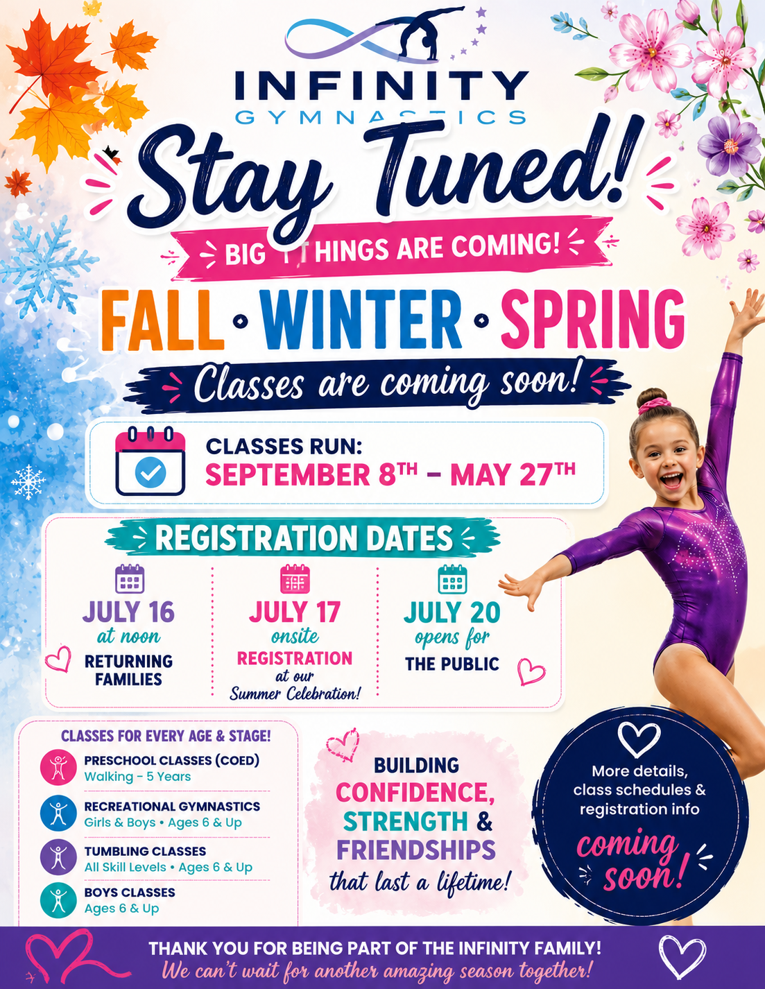 Fall/Winter/Spring 2026/27 Classes Start