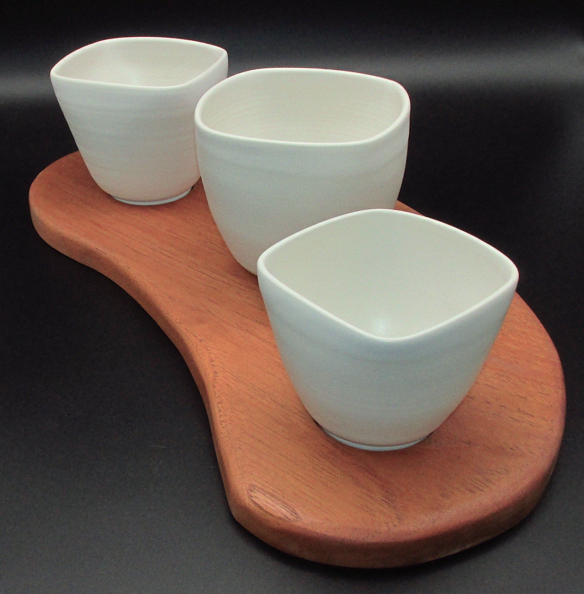 3 Bowl Set, White, Square