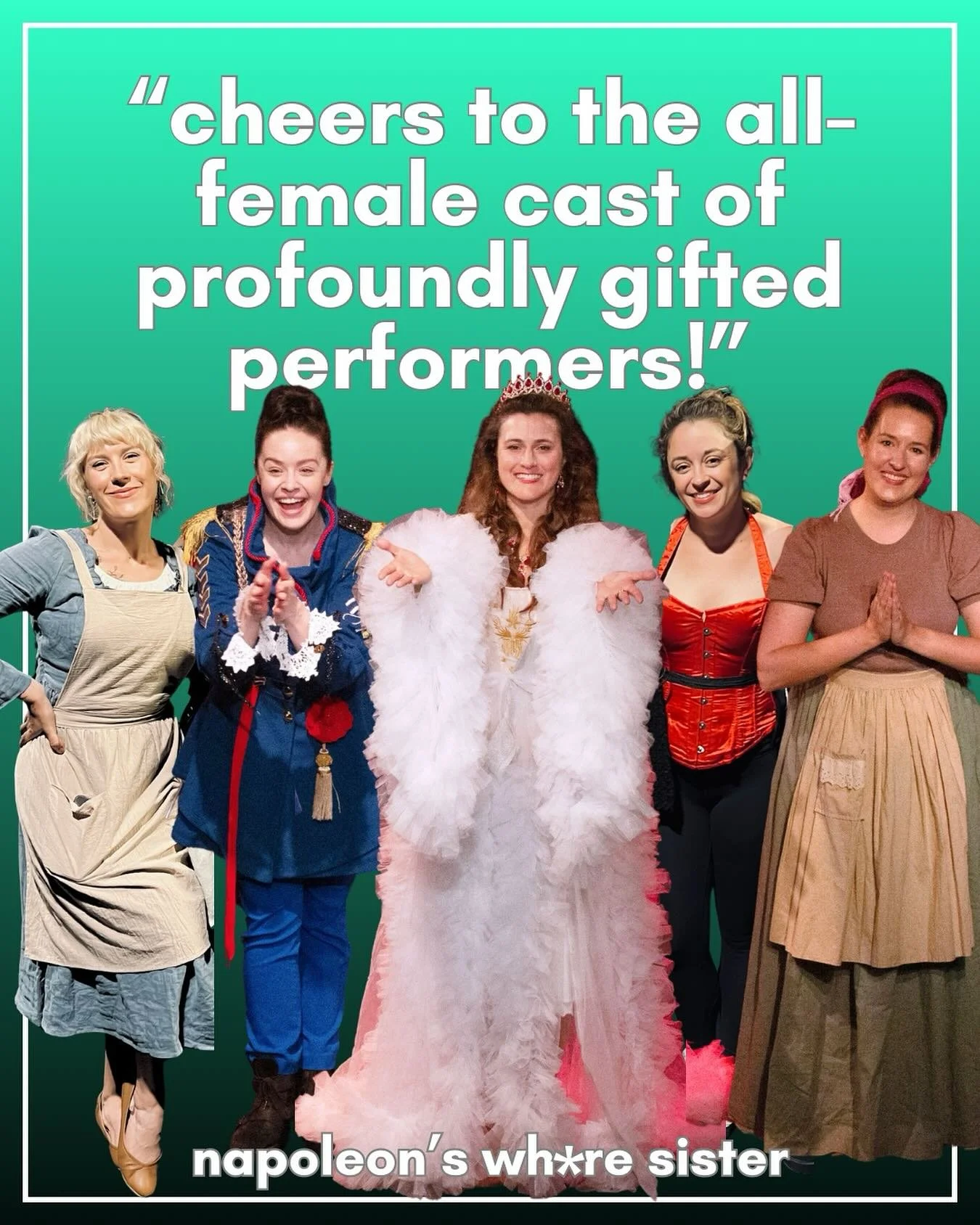 These women. 💛

I honestly had no idea how much they would bring it when I asked them to be part of this show. 

There is such a profound joy my little writer heart has when talented actors bring my words to life &mdash; and these four delighted and