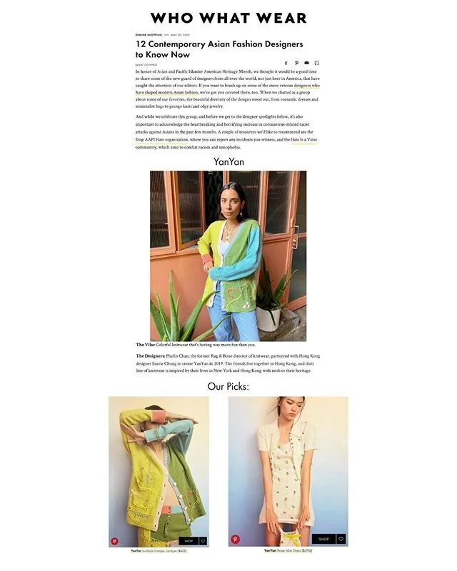 KNOW NOW |  @yanyanknits @perverze_official for @whowhatwear &lsquo;s 12 Contemporary Asian Designers to Know Now #apahm