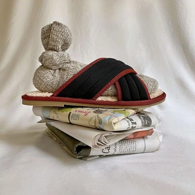 All the shoes we love and wear to #wfh.  @nomasei_official vegan slides, story by @laurareilly___ , shot by @nir_sarig for @instylemagazine  #sustainablefashion #luxuryfootwear