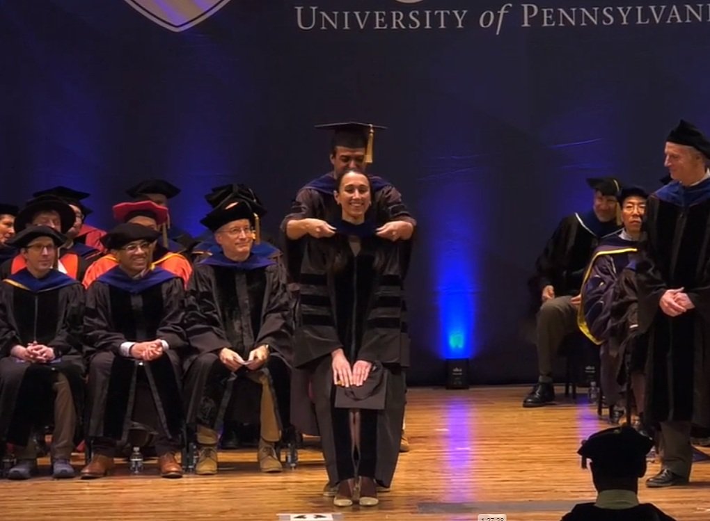 Rachael's doctoral hooding, May 2023