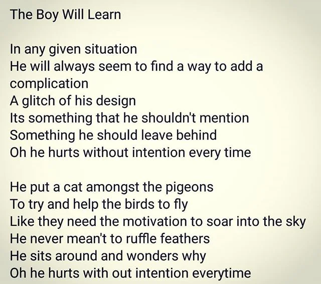 Here are some lyrics from my new song 'The Boy Will Learn', track number 2 on my new EP, 'London Fields'. Listen via #newmusicfriday playlist on @spotifyjp or on @spotify now! (Link in bio)
