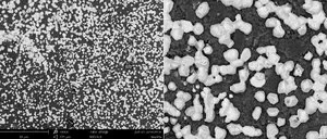 Micrographs of mechanically bonded silver (.1 - 10 micron) found throughout the MadiDrop