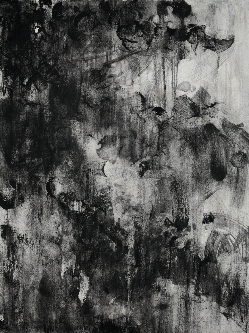   Experiments with Johannes Brahms' Horn Trio: Movement 3  2016 charcoal on japanese linen, 110cm by 76cm 