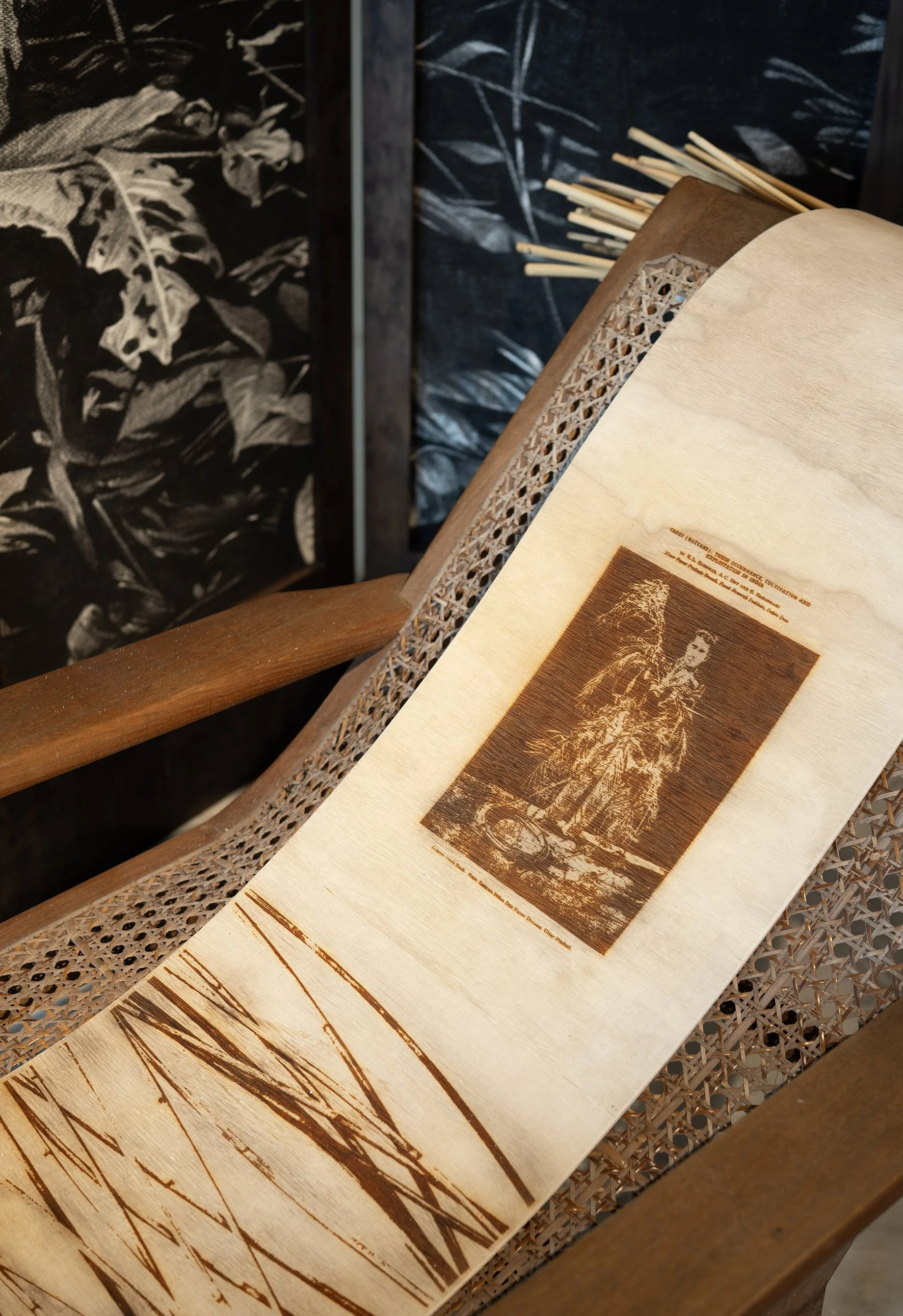 Rotan Rattan: Notions of Labour — Uttar Pradesh   (close-up) 2025  Wood, Plantation Chair, Rattan Canes 76 x 190 x 79 cm