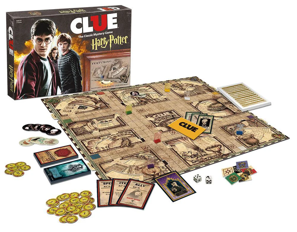 A fellow student has seemingly vanished from the famous School of Witchcraft and Wizardry - and it is up to you to solve the mysterious disappearance. Playing as Harry, Ron, Hermione, Ginny, Luna or Neville, you must try and discover WHO did it, WHAT spell or item they used and WHERE the student was attacked. Move around Hogwarts making suggestions. But watch out! Wheels on the board will keep changing revealing secret passages, moving staircases or even the Dark Mark! Protection from the Dark Mark comes from the spells, allies and items provided by the Help Cards. When you're sure of your facts go to Dumbledore's office to make your accusation and win the game!. $41.99
