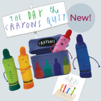 The Day the Crayons Quit finger puppet set. $25