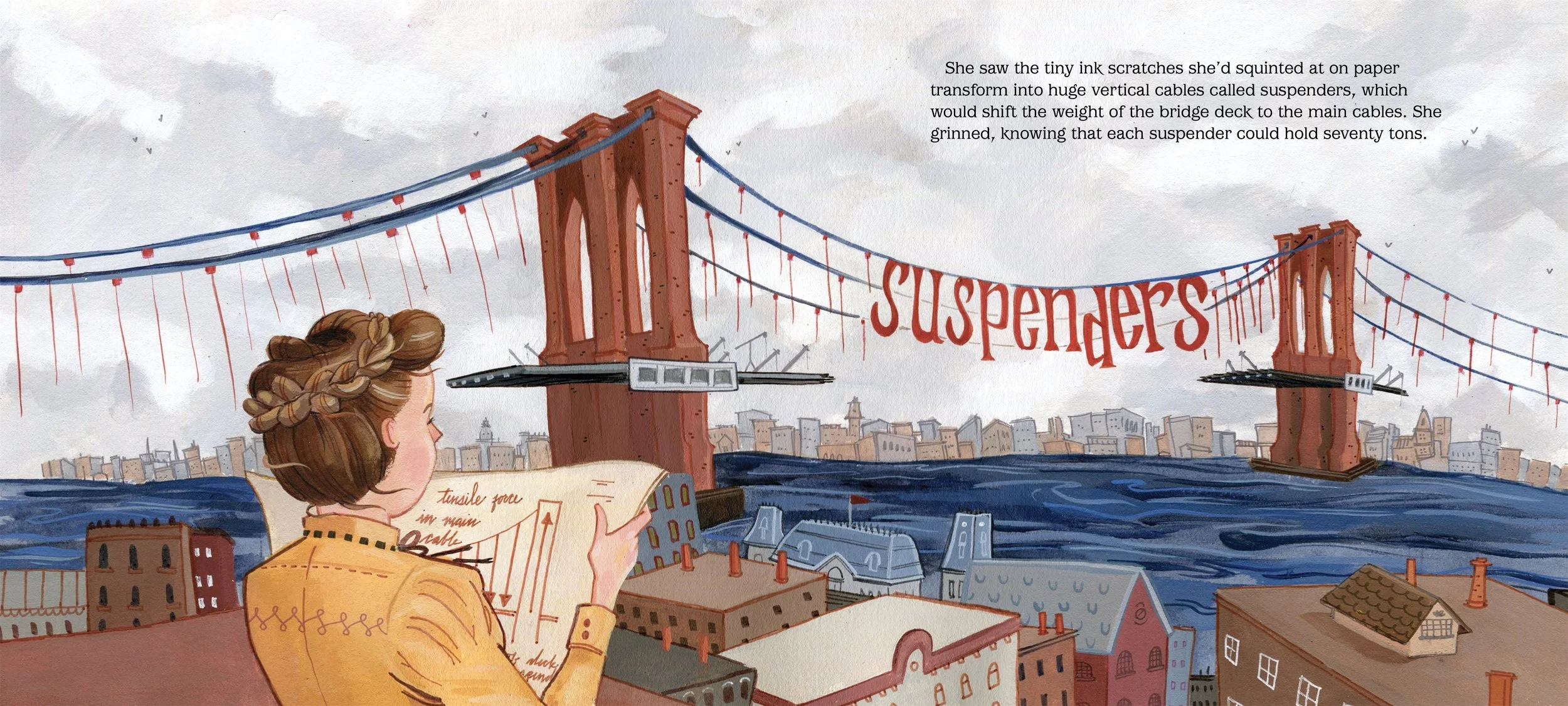Secret Engineer: How Emily Roebling Built the Brooklyn Bridge, written and illustrated by Rachel Dougherty