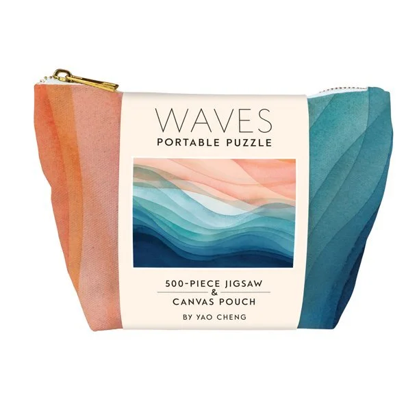 Waves Portable Puzzle: 500-Piece Jigsaw & Canvas Pouch