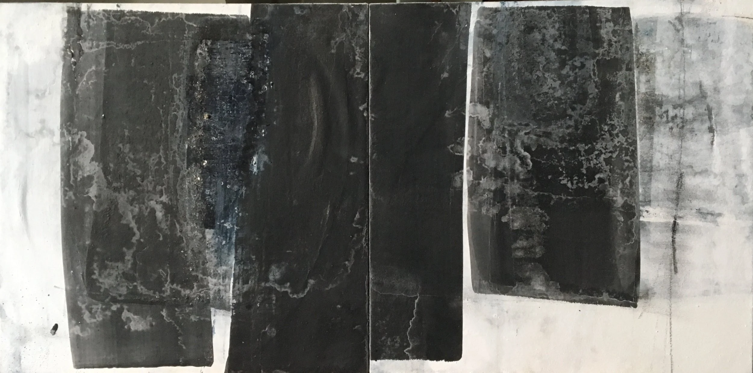   Hinoki Cypress &nbsp; Nihonga on handmade Japanese paper on panel 12"X24" &nbsp;2017 