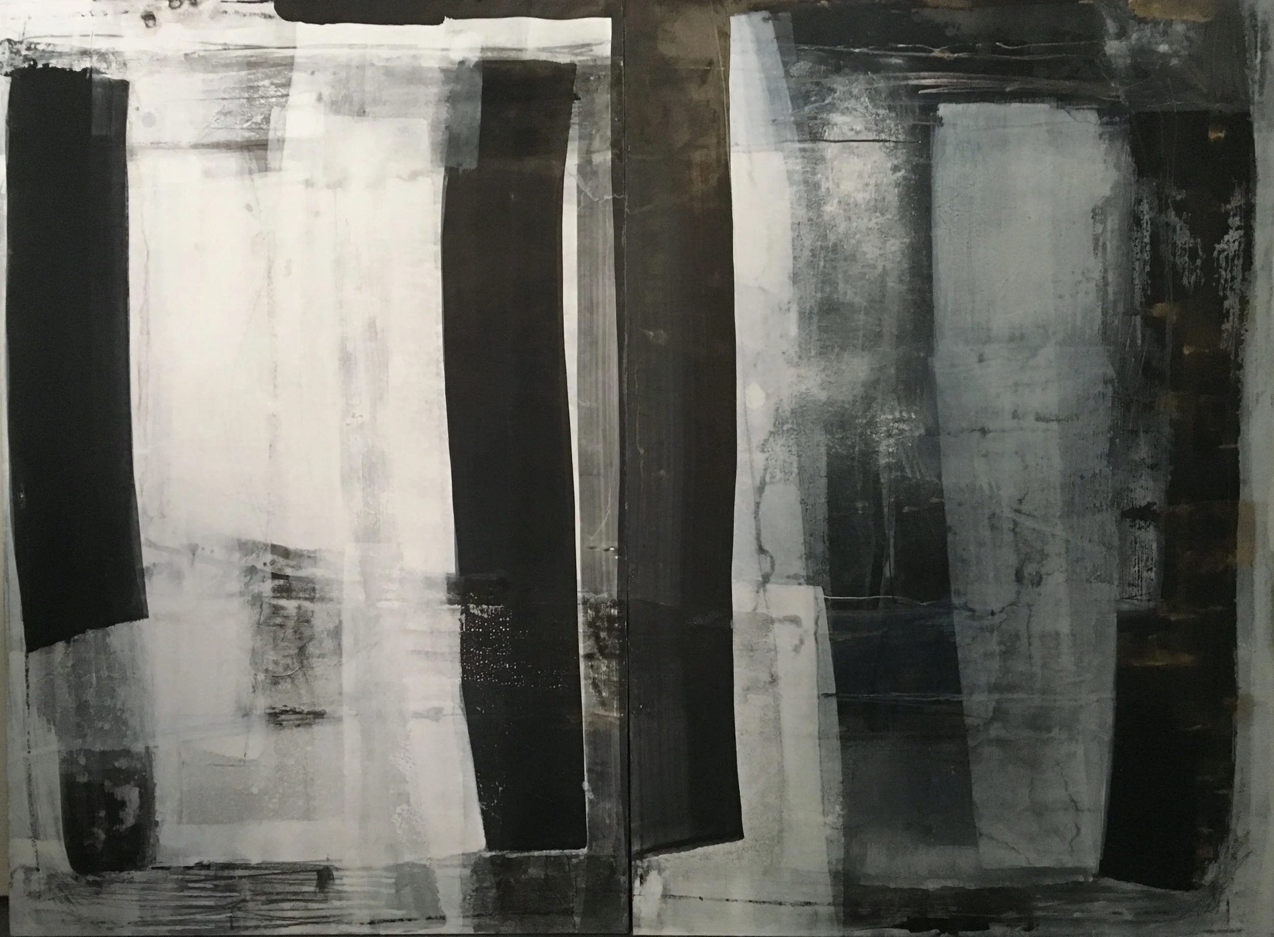   Tea &nbsp; &nbsp;&nbsp;Nihonga on handmade Japanese paper on panel &nbsp;36"X48"  2017 