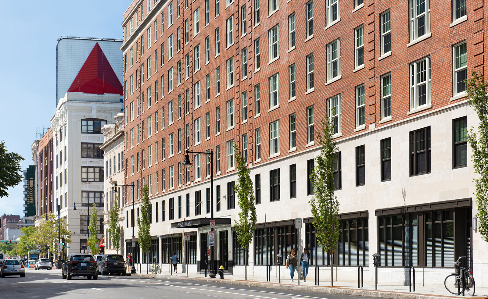 Relocated main entrance on Beacon Street