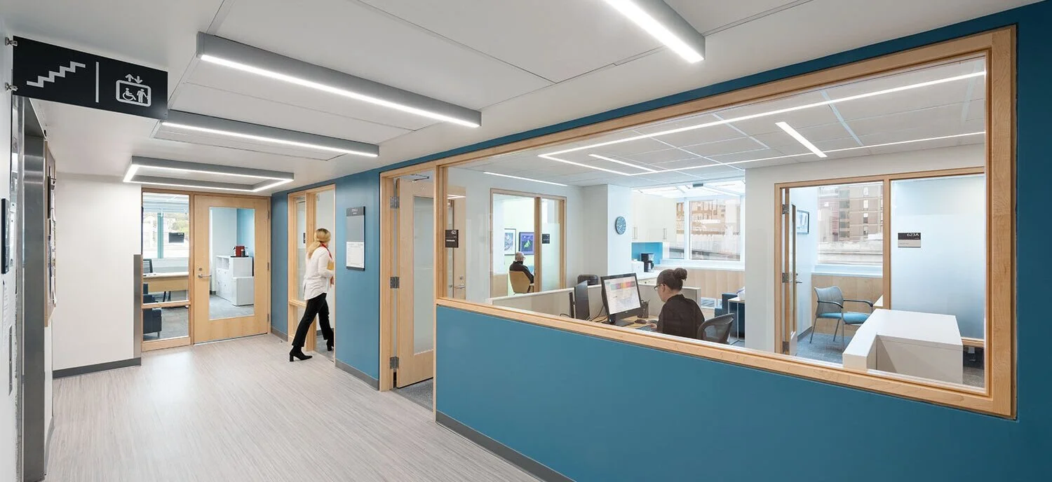 Lab Entrance - View into the Systems Biology Administration and Finance Suite