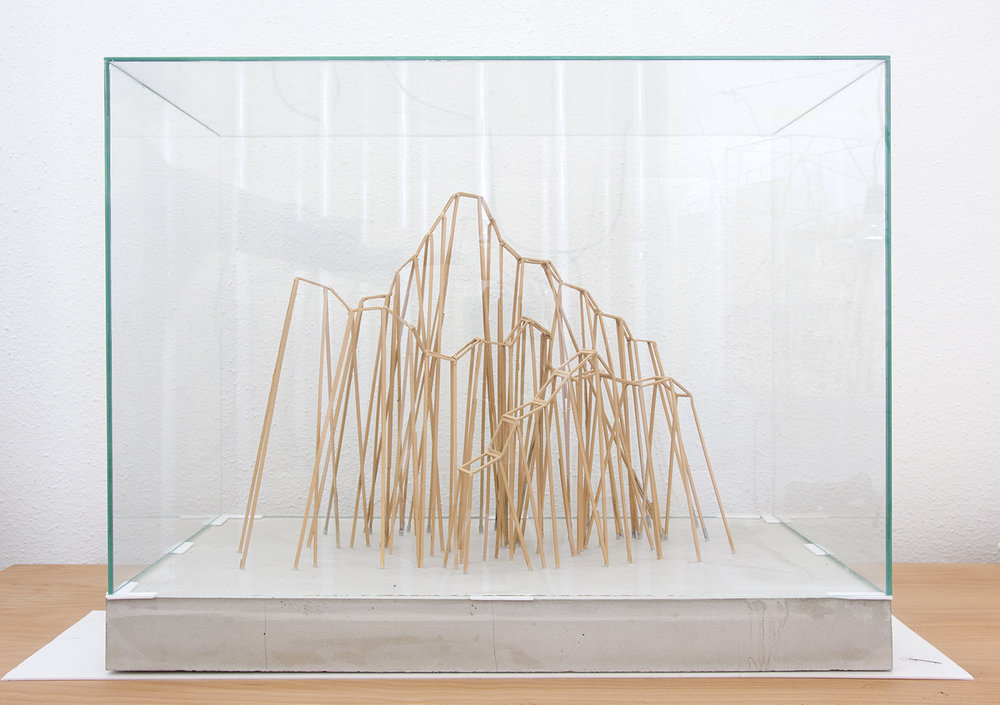 The Reconstruction of the Lomnicky Peak 2015, modell, wood, glass, 46 x 30 x 23 cm 