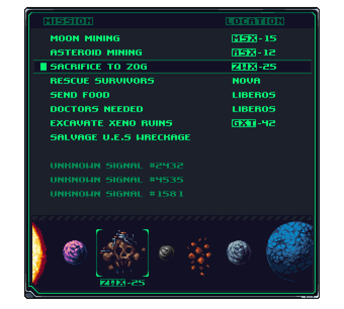 All missions have a unique location in the solar system
