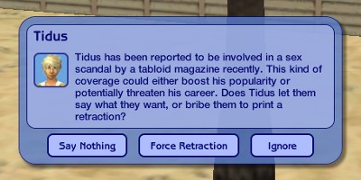 Here’s an example random event from The Sims 2