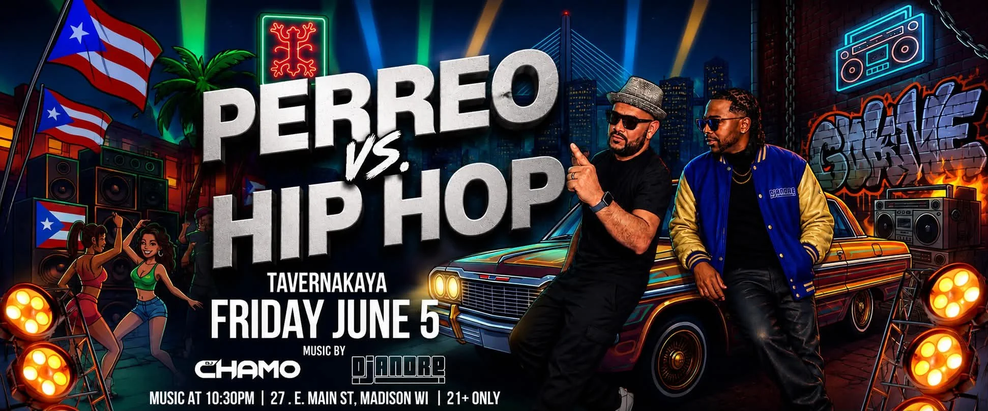 Perreo vs Hip Hop Dance Party w/ DJ Chamo &amp; DJ Andre