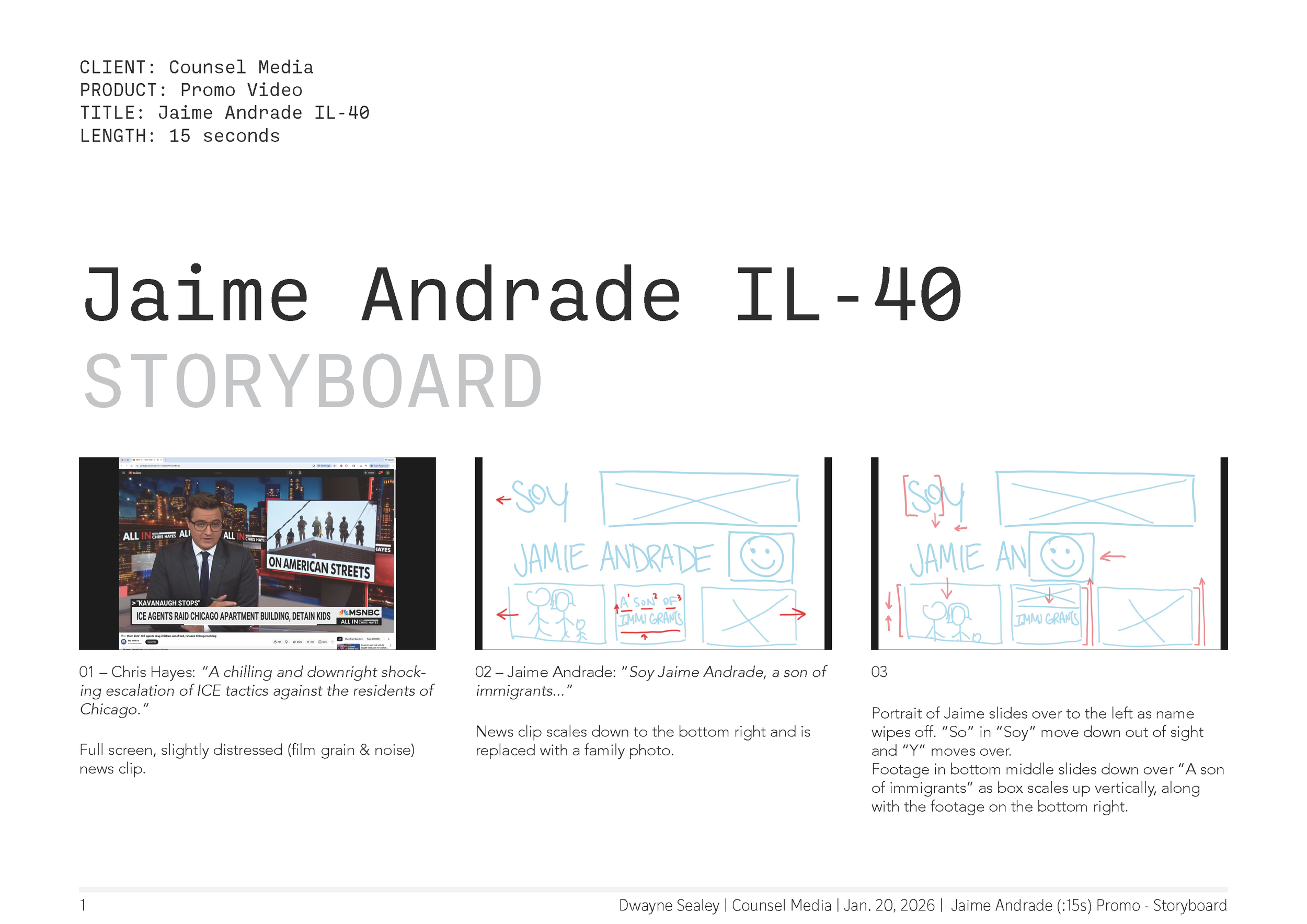 Jaime Andrade Story Board Page 1