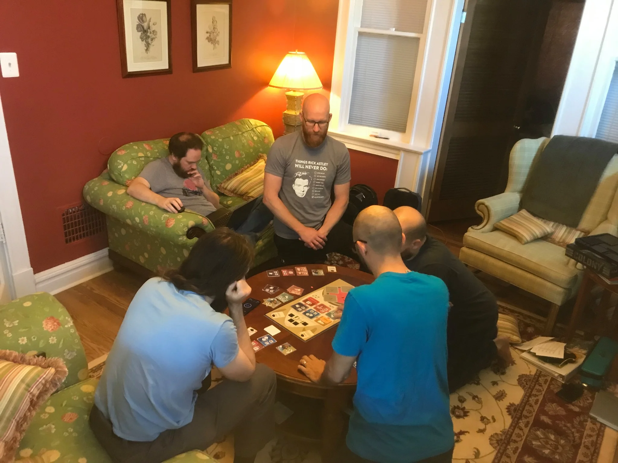 Real-time fun on the center table while Coalition Games’ Mike Mihealsick works on effects-level design for Wombo Combo.