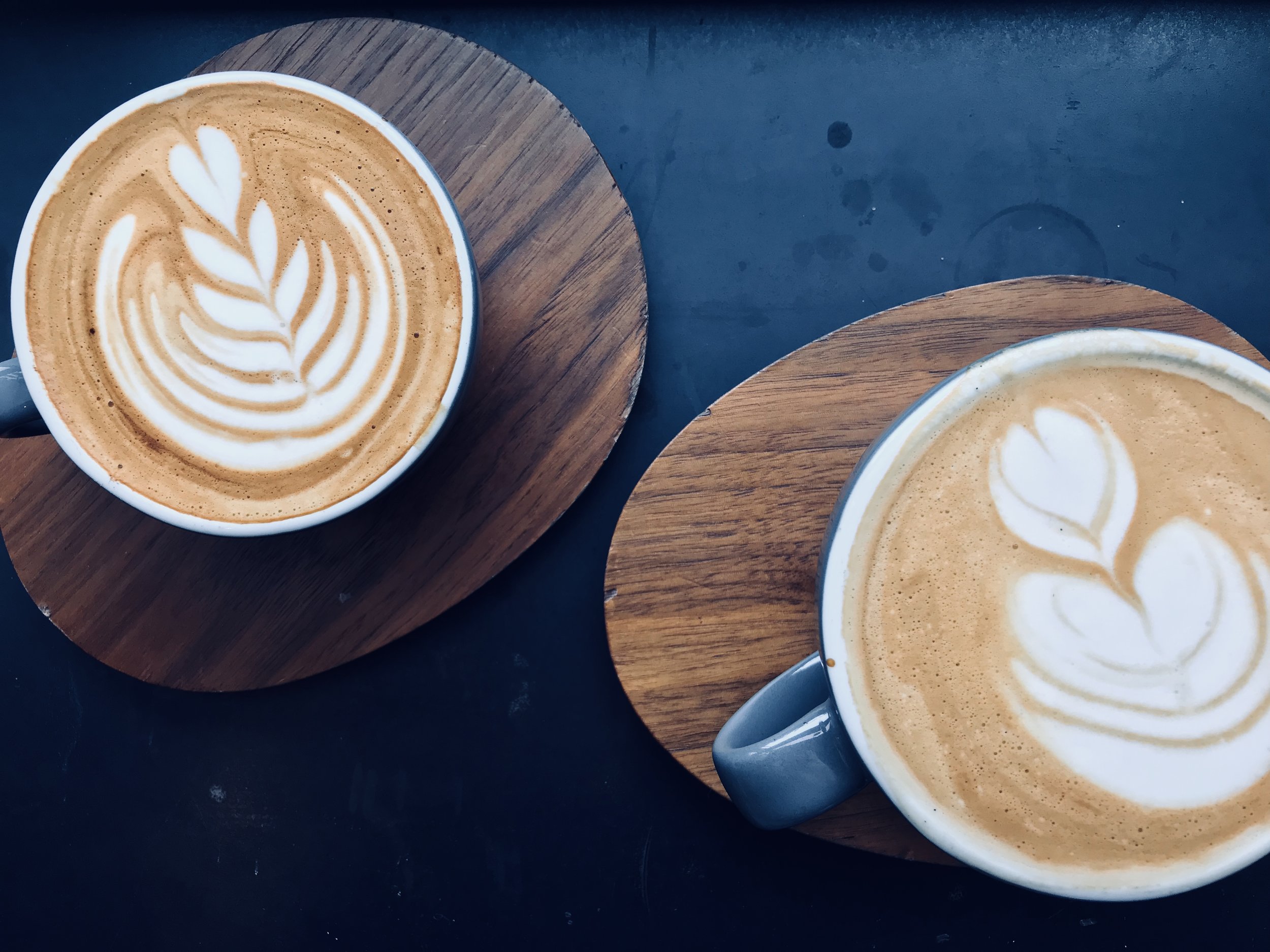 Cubano (left), Vanilla Latte (right)
